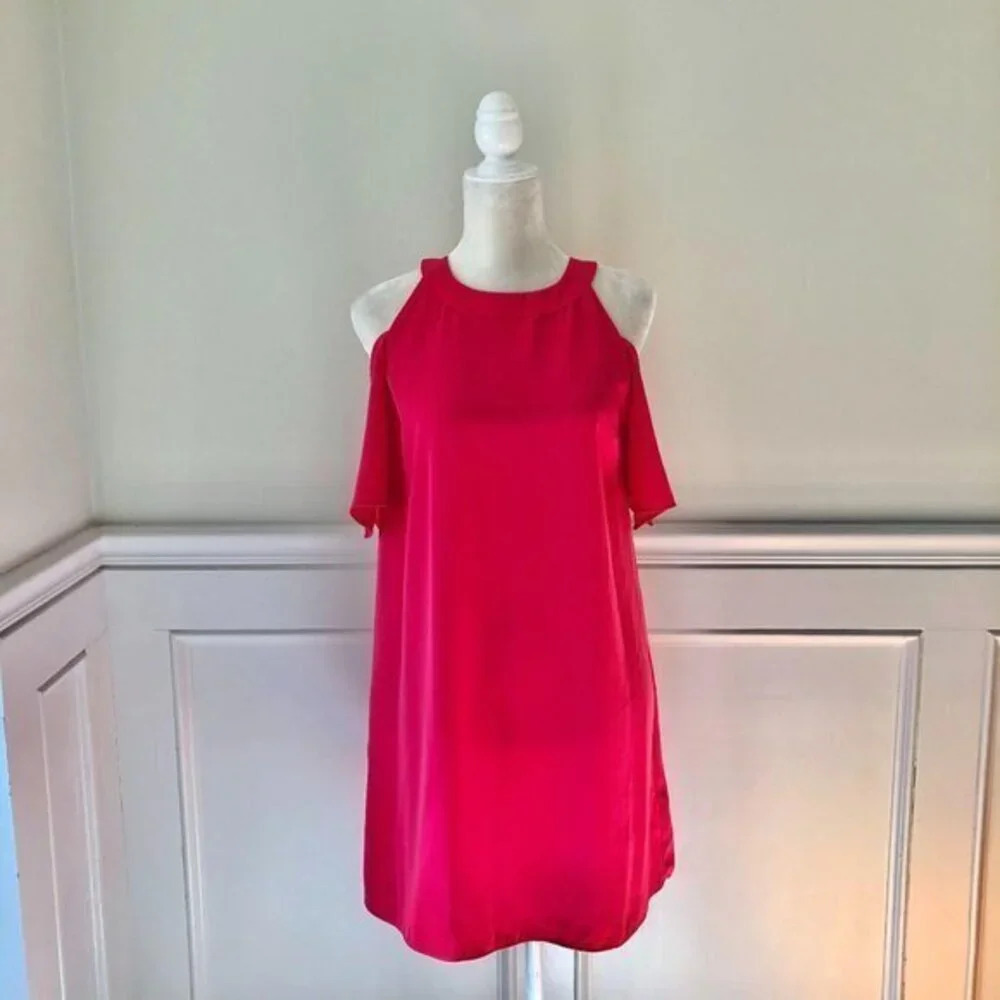 Dalia Pink Shift Dress Cold Shoulder 4